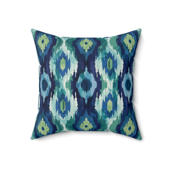 Microsuede Suede Cushion / Ikat Fusion - Emerald Green Sapphire Blue Collection