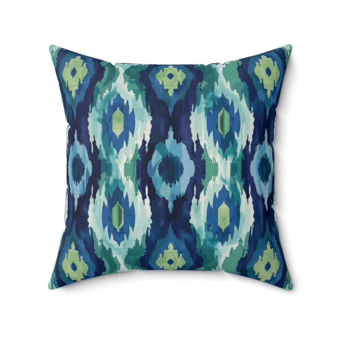 Microsuede Suede Cushion / Ikat Fusion - Emerald Green Sapphire Blue Collection