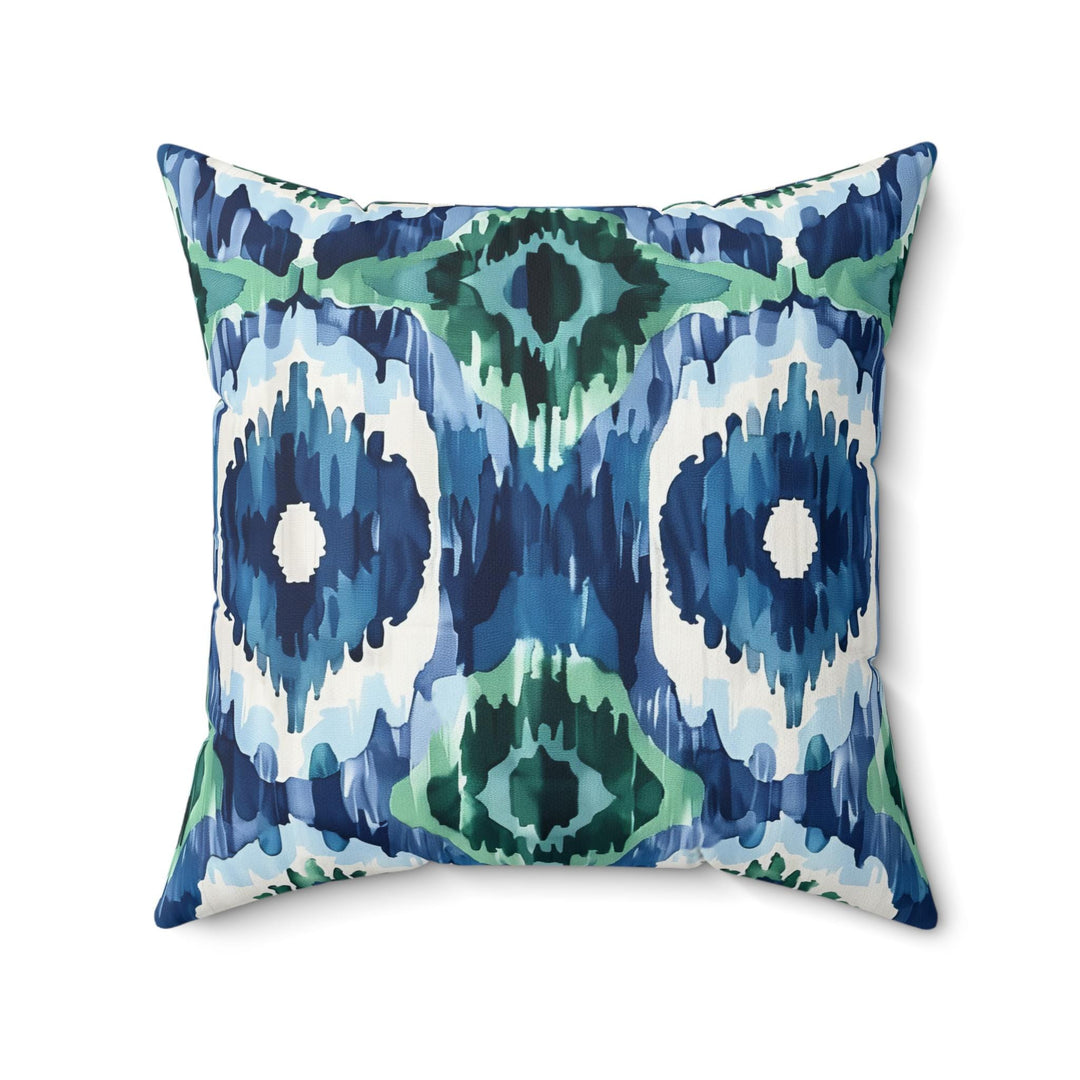 Microsuede Suede Cushion / Ikat Fusion - Emerald Green Sapphire Blue Collection