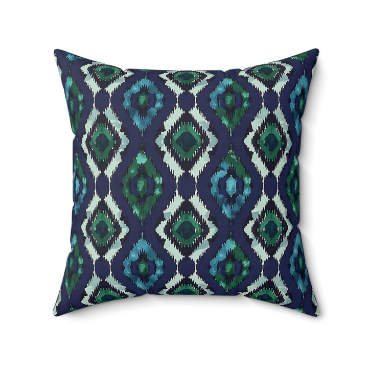 Microsuede Suede Cushion / Ikat Fusion - Emerald Green Sapphire Blue Collection