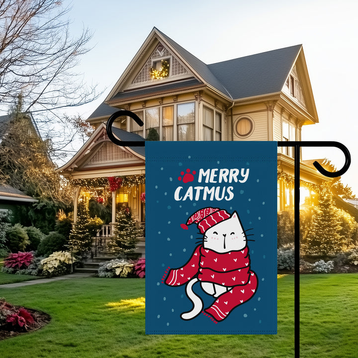 Double-sided Garden & House Banner / Merry Catmus - Blue / 4 Design Choices