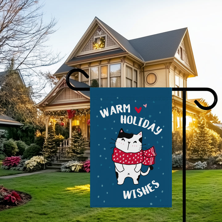 Double-sided Garden & House Banner / Merry Catmus - Blue / 4 Design Choices