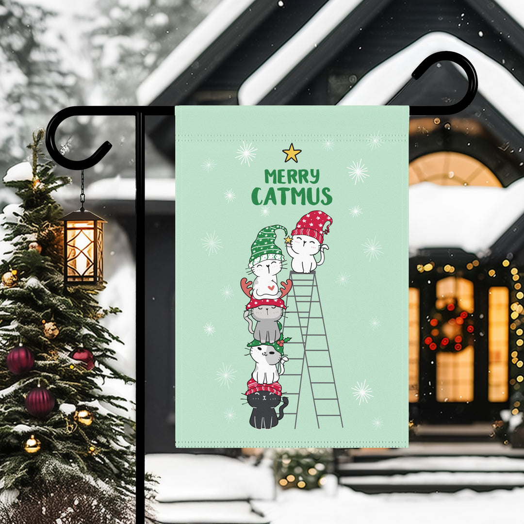 Double-sided Garden & House Banner / Merry Catmus - Green / 4 Design Choices