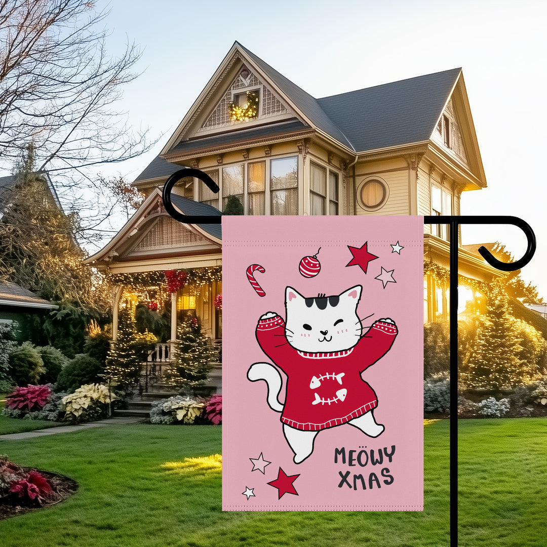 Double-sided Garden & House Banner / Merry Catmus - Pink / 5 Design Choices