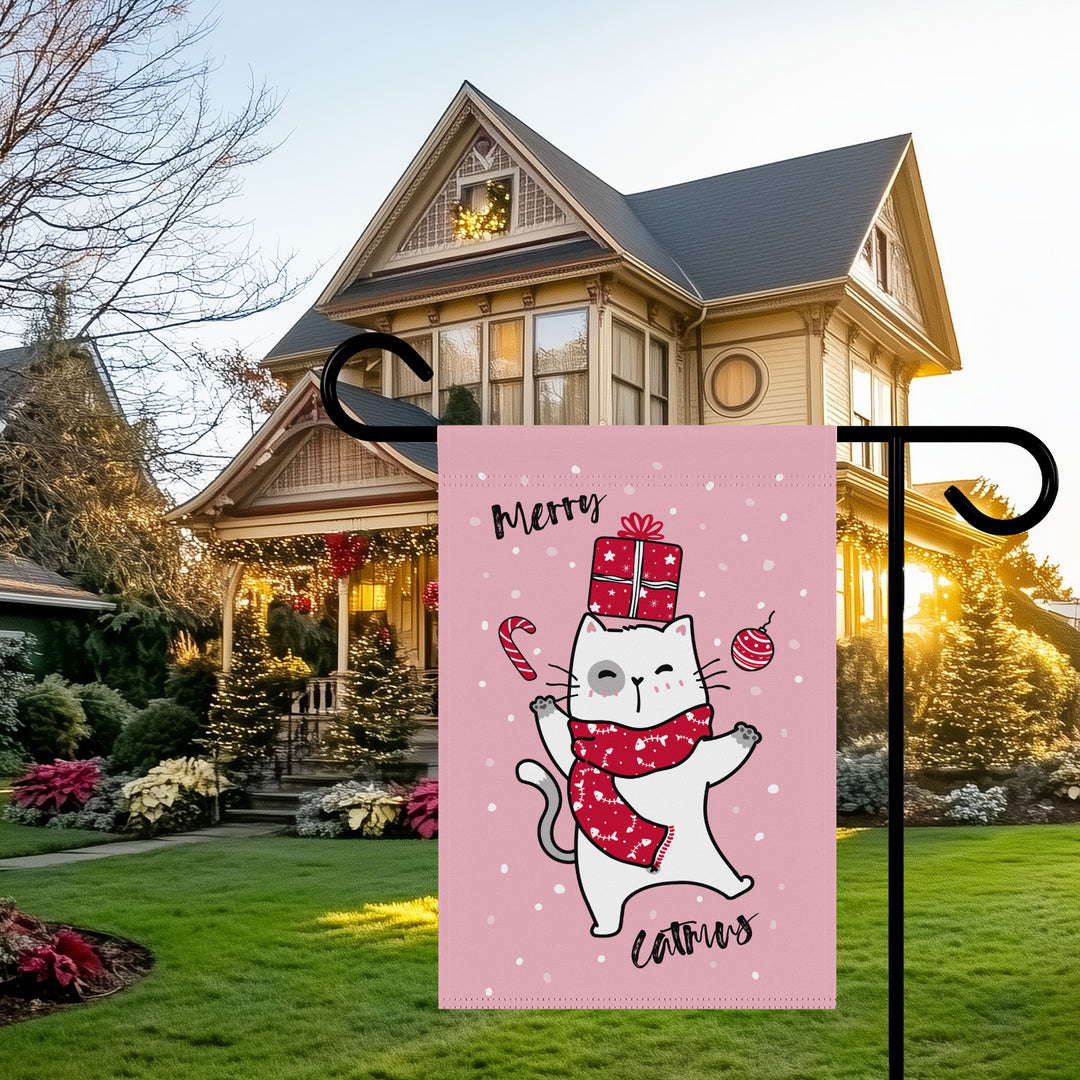 Double-sided Garden & House Banner / Merry Catmus - Pink / 5 Design Choices