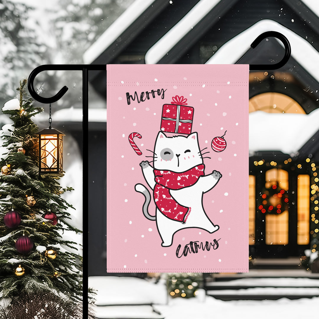 Double-sided Garden & House Banner / Merry Catmus - Pink / 5 Design Choices