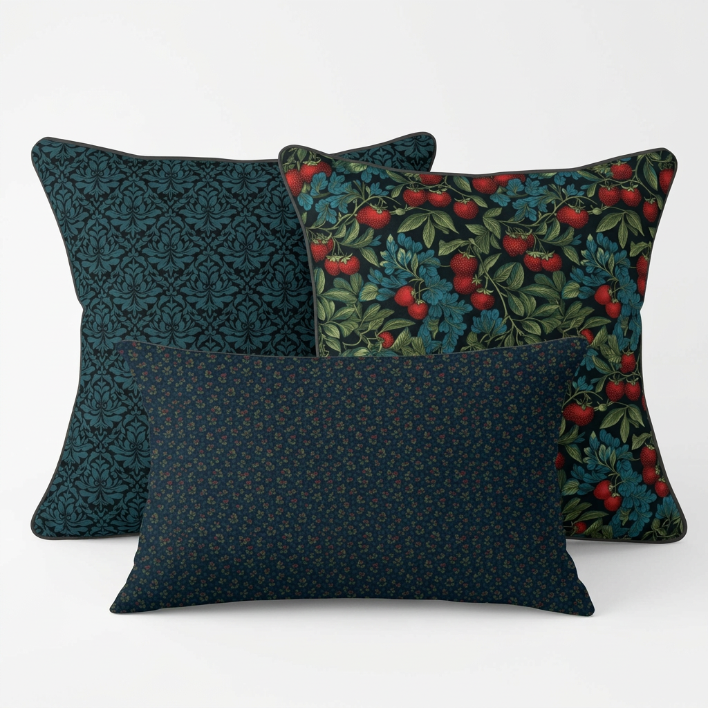 Midnight Garden Pillow Trio - Midnight Bramble