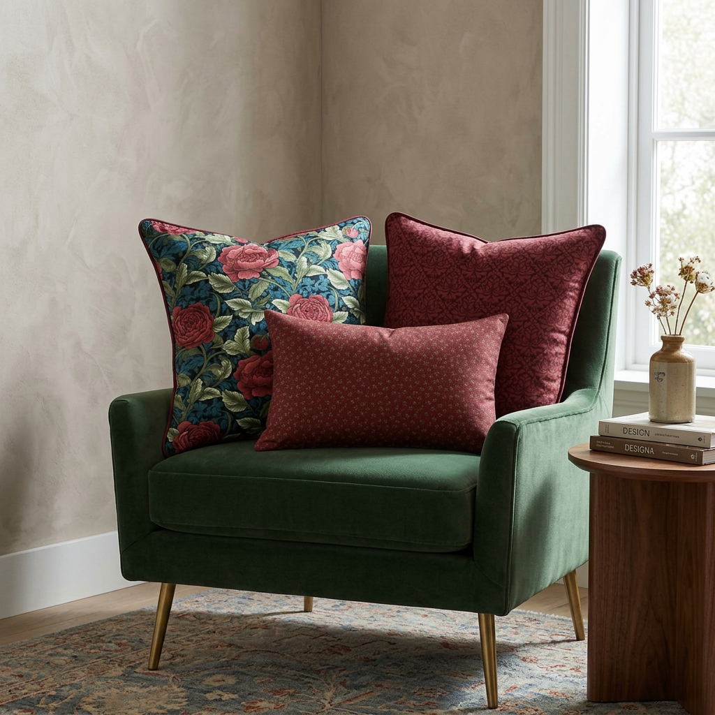 Midnight Garden Pillow Trio - Midnight Rose