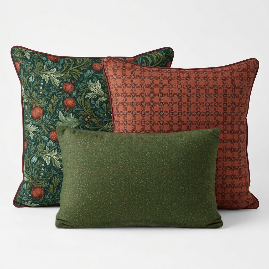 Midnight Garden Pillow Trio - Pomegranate Grove