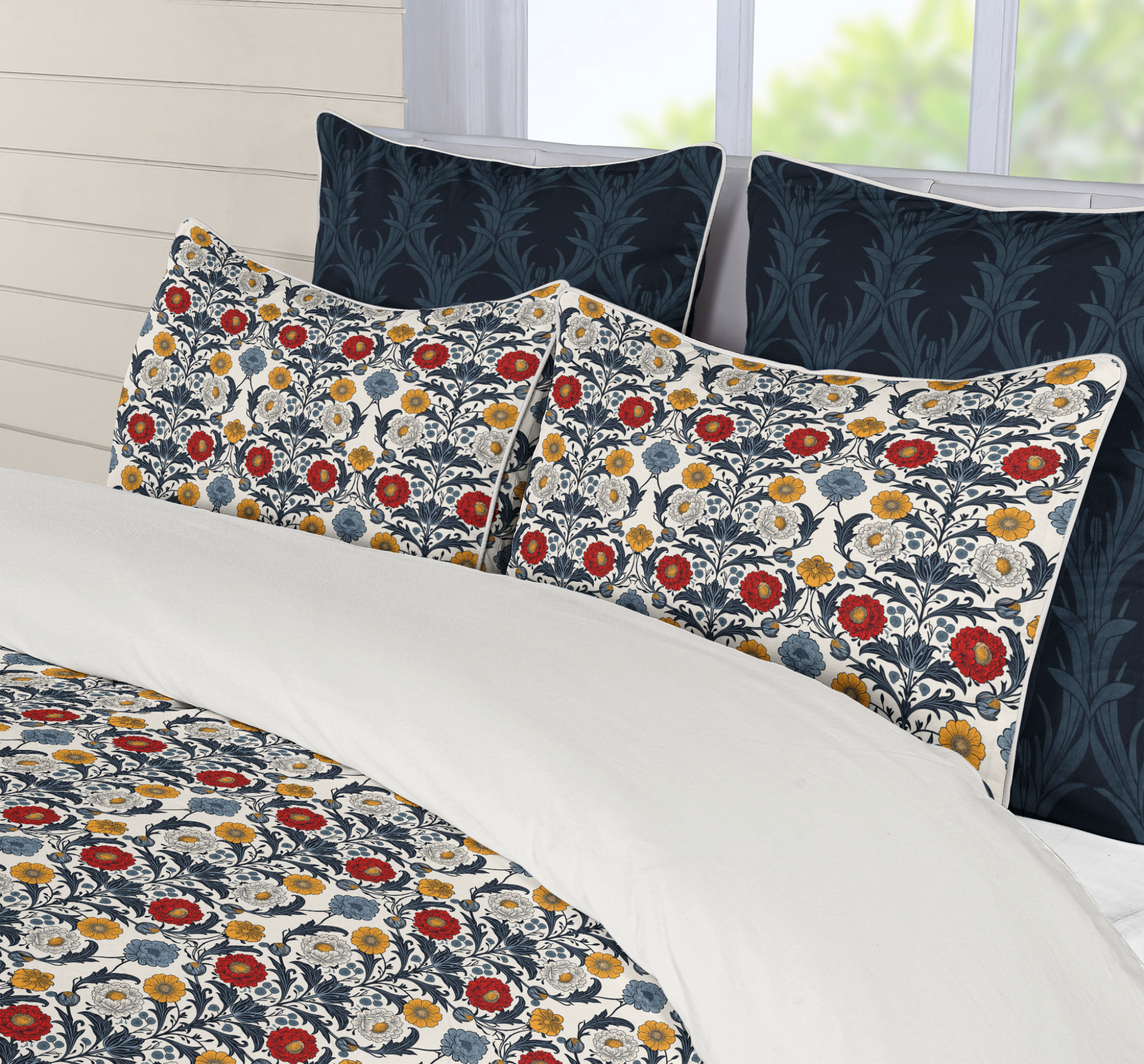 Harvest Garden™ Piped Edge Duvet Cover Set - Heritage Bloom