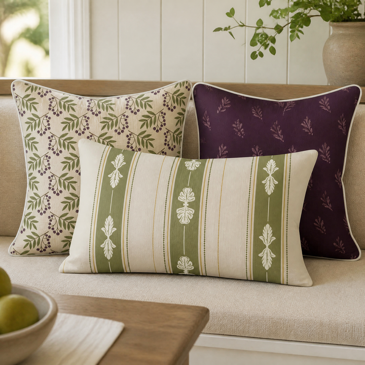 Harvest Garden Pillow Trio - Berry Scatter (Aubergine)