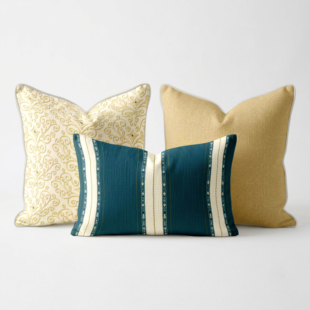 Sunlit Garden Pillow Trio - Heart Scroll