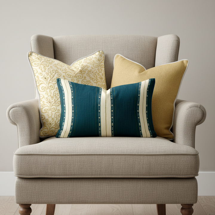 Sunlit Garden Pillow Trio - Heart Scroll