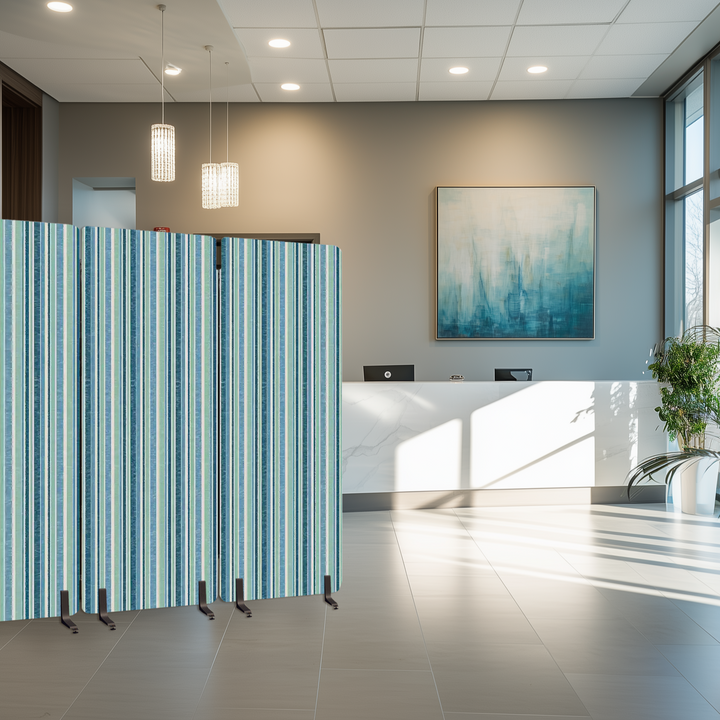 3 Panel Sound-Absorbing Room Divider / Sketchy Stripes