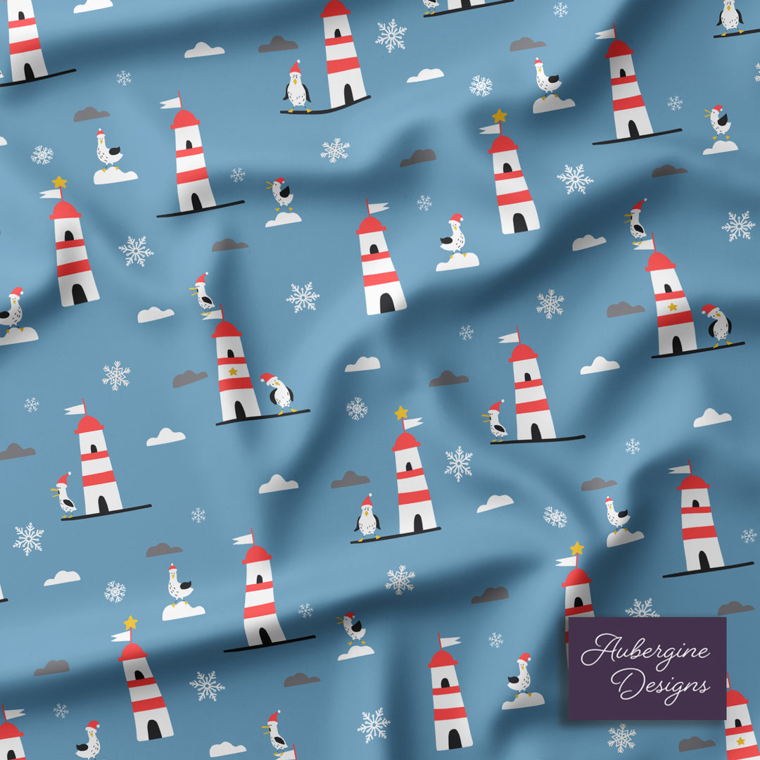 Velveteen Plush Blanket / Christmas on the Coast / Santa Seagulls