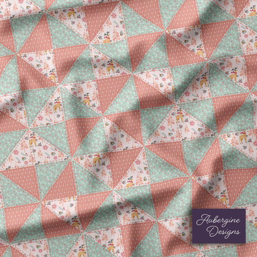 Quilted Sham / 3 sizes / Patchwork / Pinwheel / Woodland - Deer