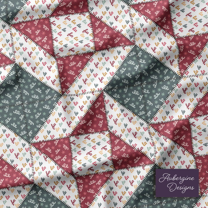 Quilted Sham / 3 sizes / Patchwork / Quad Star / Fa La La - Curlique