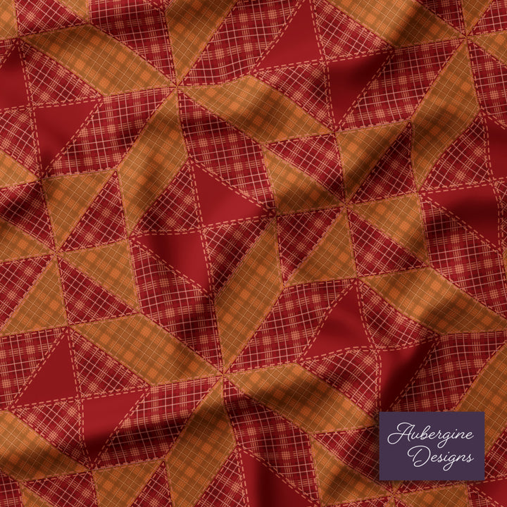 Quilted Coverlet / 4 sizes / Patchwork / Star / Fall Plaids