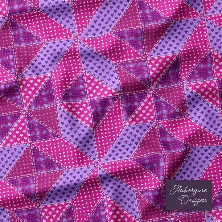 Quilted Sham / 3 sizes / Patchwork / Star / Sugarplum Hearts