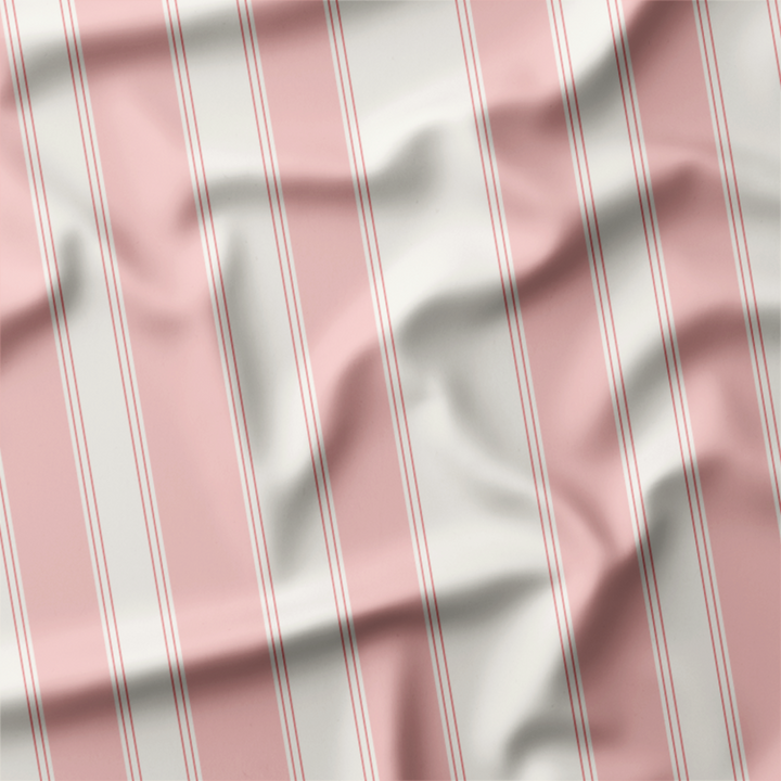 Window Curtain Set - Cotton Blend (2 Panels) | French Stripe - Bubblegum