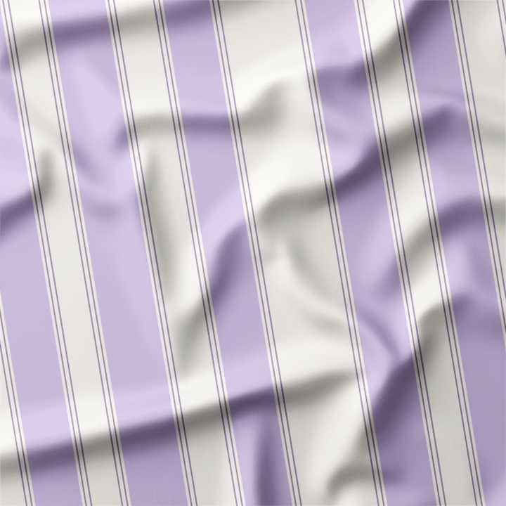 Window Curtain Set - Cotton Blend (2 Panels) | French Stripe - Heliotrope