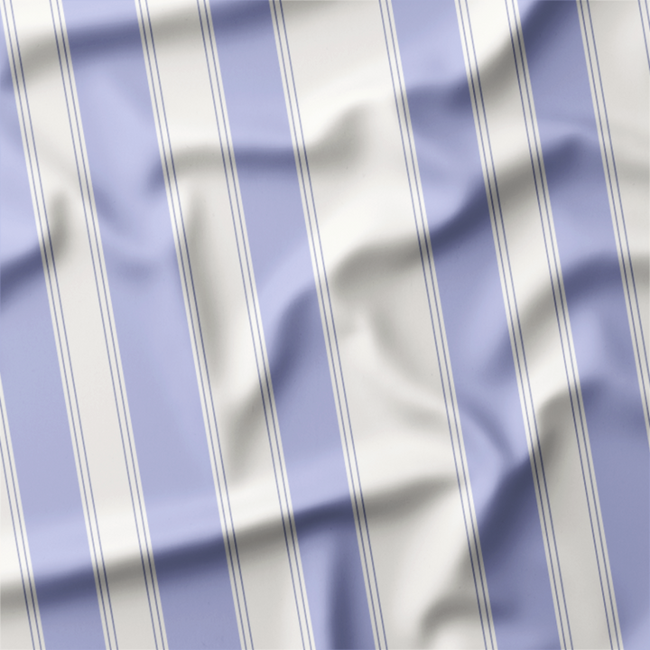 Window Curtain Set - Cotton Blend (2 Panels) | French Stripe - Periwinkle