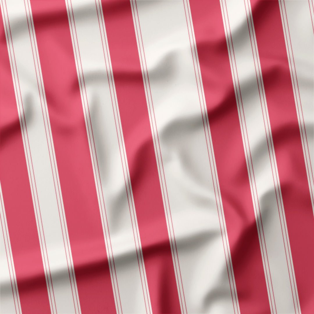 Window Curtain Set - Cotton Blend (2 Panels) | French Stripe - Rose