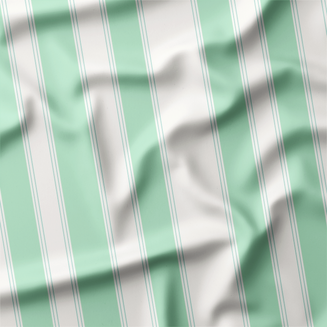 Window Curtain Set - Cotton Blend (2 Panels) | French Stripe - Seafoam