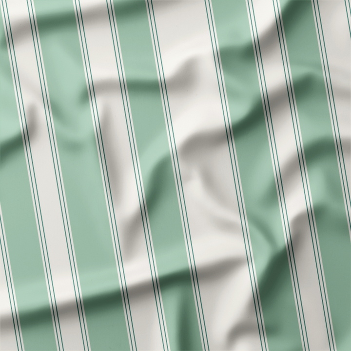 Window Curtain Set - Cotton Blend (2 Panels) | French Stripe - Spearmint