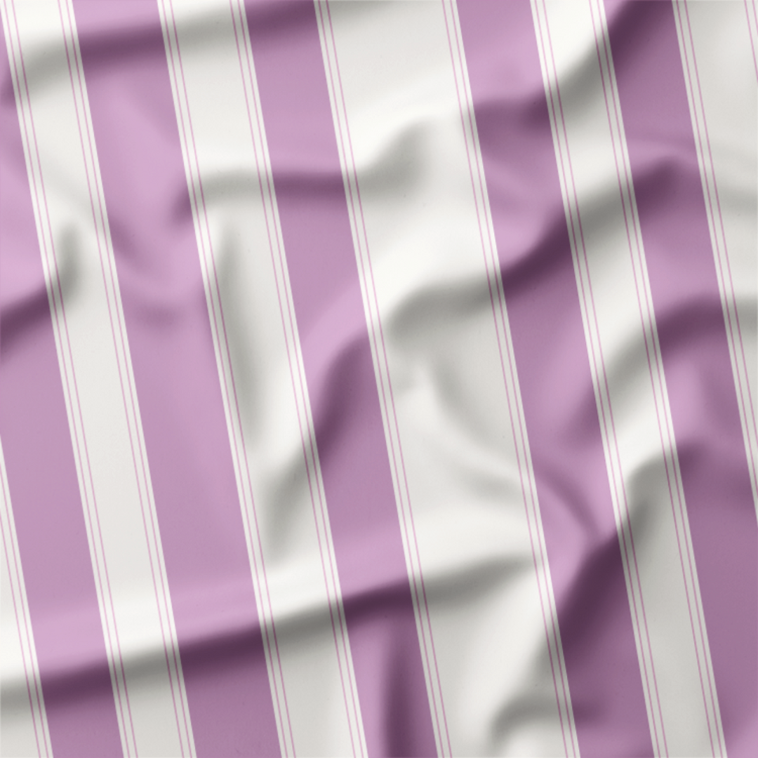 Window Curtain Set - Cotton Blend (2 Panels) | French Stripe - Vintage Lilac