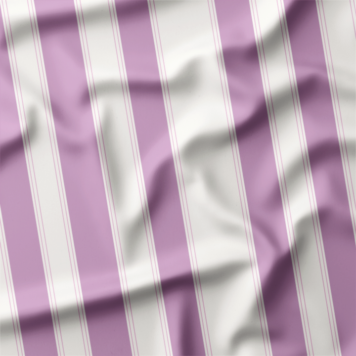 Window Curtain Set - Cotton Blend (2 Panels) | French Stripe - Vintage Lilac