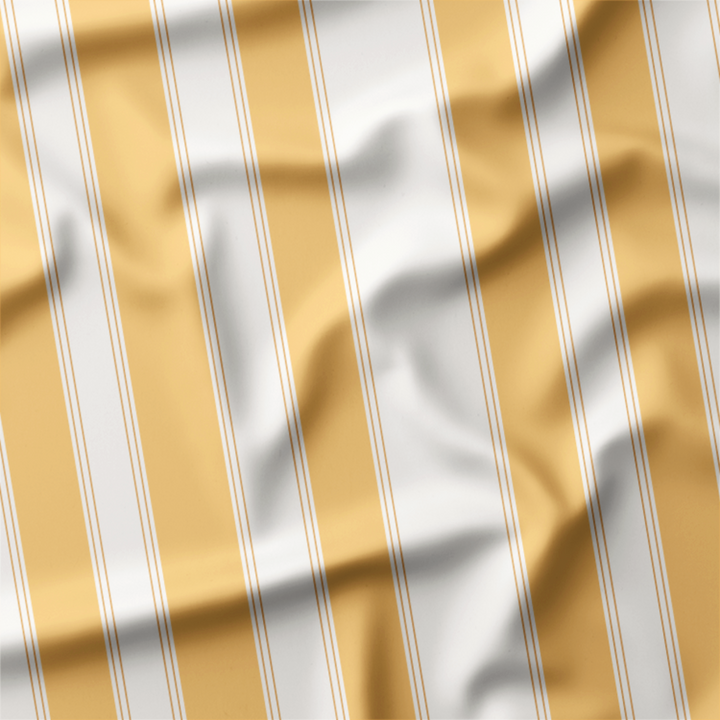 Window Curtain Set - Cotton Blend (2 Panels) | French Stripe - Yellow