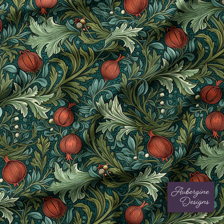 3 Panel Sound-Absorbing Room Divider / Tree Fruits - William Morris Inspired Collection