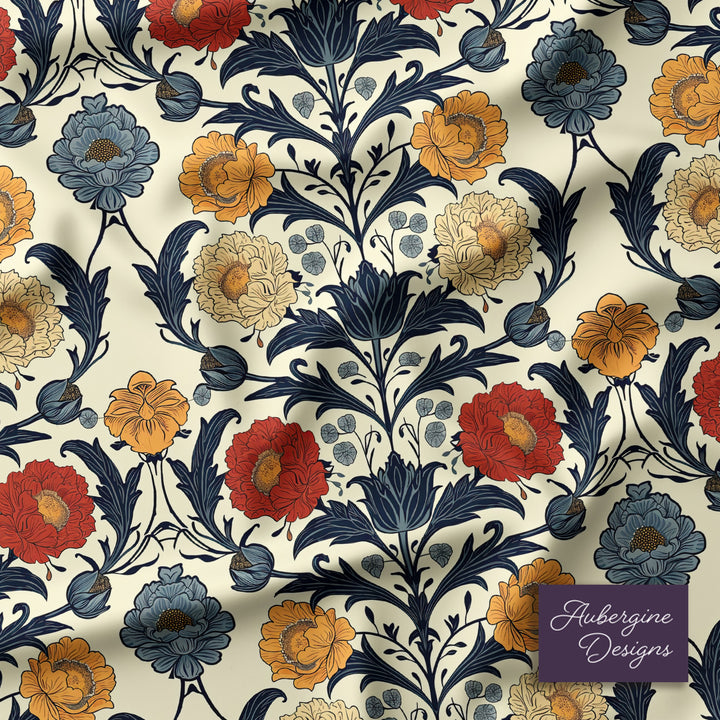 Microsuede Cushion / William Morris Inspired - Primary Bouquet