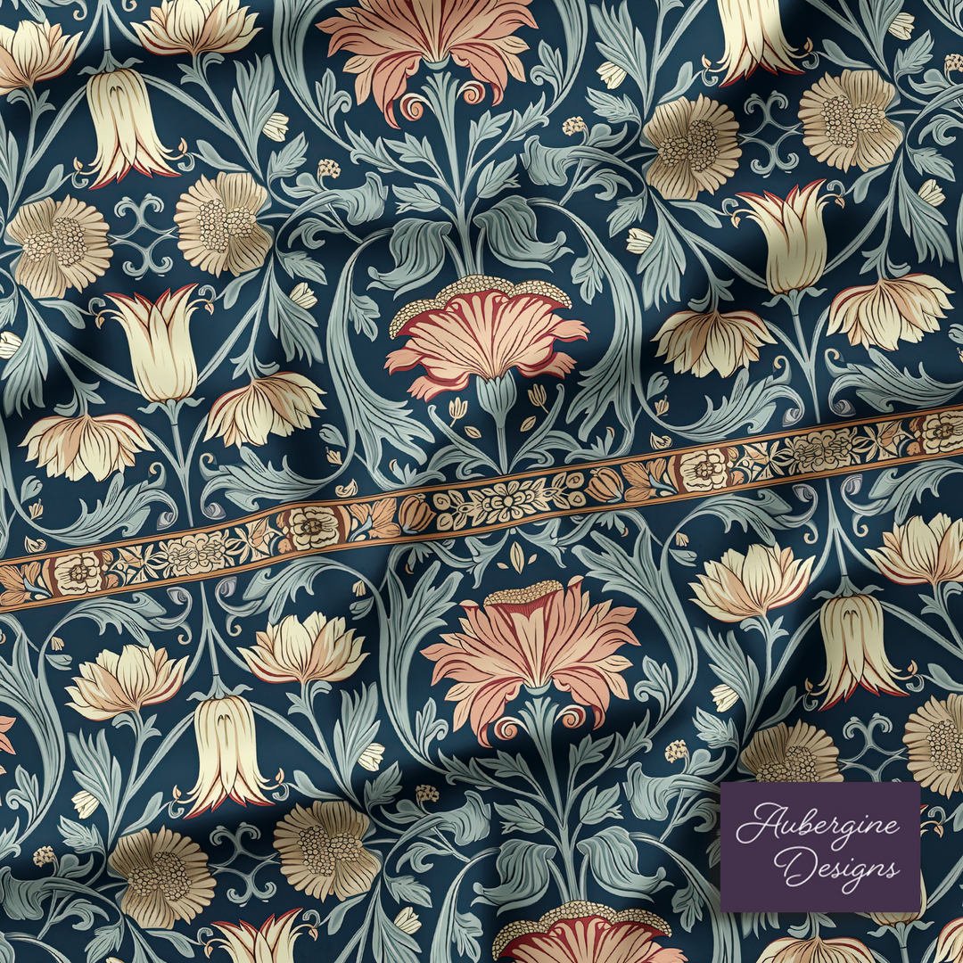 Microsuede Cushion / William Morris Inspired - Tewksbury