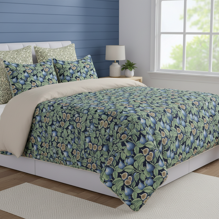 Verdant Fig™ Piped Edge Duvet Cover Set - Fig &amp; Ink