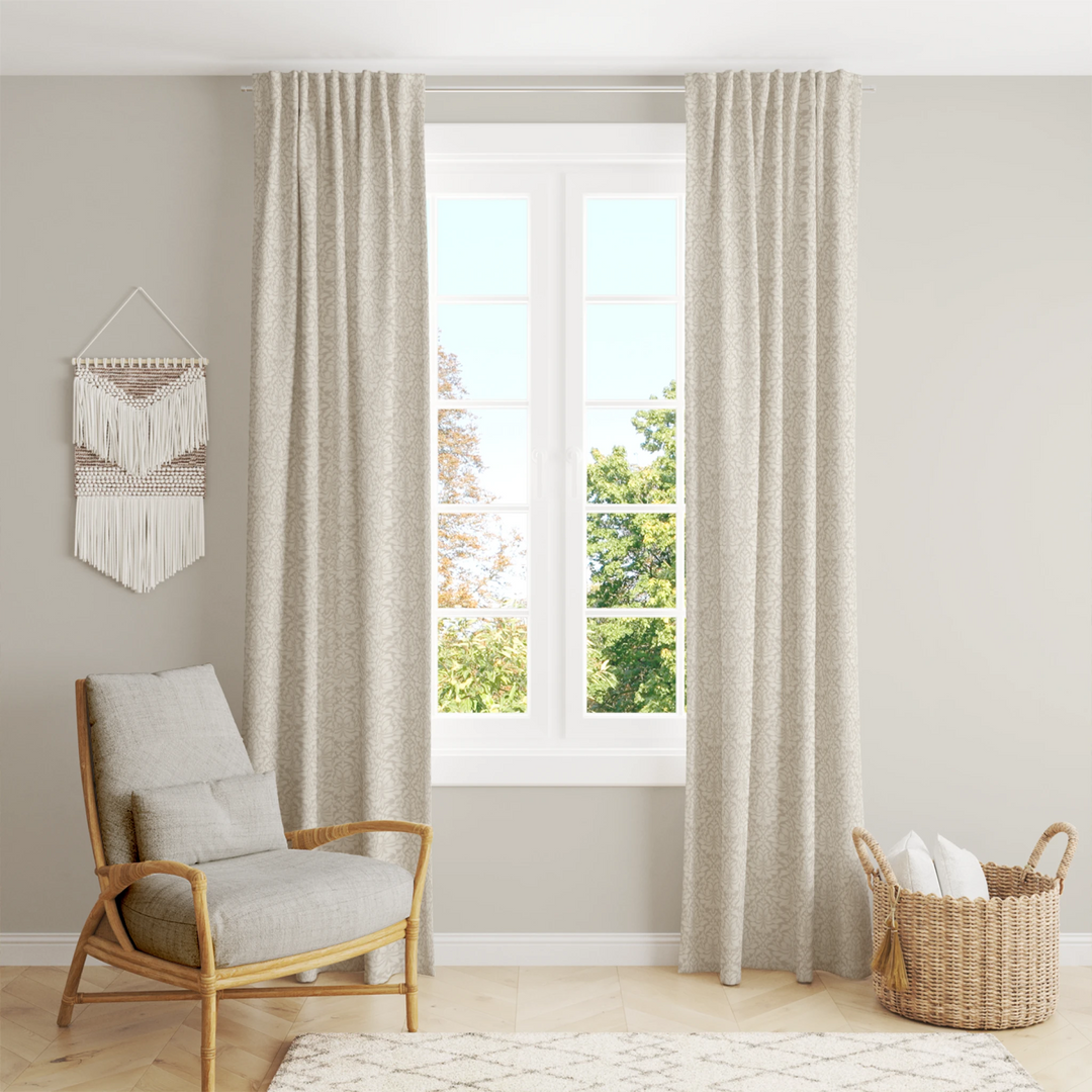 Midnight Garden™ Cotton Blend Curtain Panel Set (2 Panels) – Damask