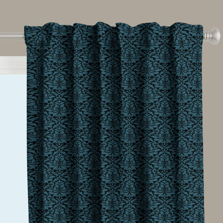 Midnight Garden™ Cotton Blend Curtain Panel Set (2 Panels) – Damask